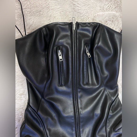 Khy black faux leathered mini dress. - Picture 8 of 14